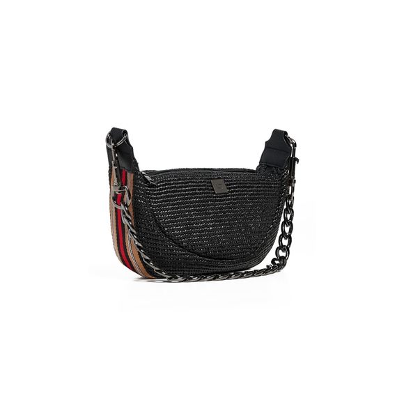 Tiny Dancer Crossbody Bag, Black Raffia, One Size B) - Picture 1 of 5